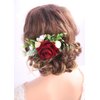 Kercisbeauty Red Floral Hair Clip Burgundy Wedding Hair Comb Headband for Brides Garden Wedding Bridal Bridesmaide Headpiece Flower Girl Hair Dress