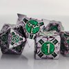 DND Dice Set Metal RPG Dice Set D&D Polyhedral Metal Dice Tabletop Game MTG D20 Dice Accessories Black Leather Storage Pouc - Purple-Green