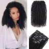 Kinky Curly Clip in Hair Extensions Afro Kinky Curly Clip in Extensions Human Hair for Black Women 3C and 4A 12Inch Clip in Hair Extensions Real Human Hair Extensions 7PCS/Set 120Grams