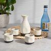 True Fervor 5pcs Ceramic Sake Set, 4 3.5oz Saki Cup Set & 1 8oz Sake Bottle Carafe - Traditional Japanese Tokkuri & Saki Cups Drink Gift Essentials - White