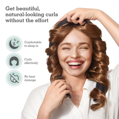 Heatless Hair Curler-Overnight Heatless Curls, Heatless Curling Rod For Short & Long Hair & Headband Hair Curlers To Sleep In - Black