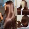 Agairl Chocolate Brown Lace Front Wigs Human Hair 180% Density Brown Straight 13x4 HD Transparent Lace Frontal Wigs Human Hair Pre Plucked 4# Brown Human Hair Wig Glueless Wigs Human Hair(32inch)