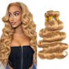 24 26 28 Inch Raivide Hair Color #27 Bundles Human Hair Honey Blonde Human Hair Bundles Brazilian Unprocessed Virgin Hair Color #27 Body Wave Bundles Human Hair Weave Blonde Bundles