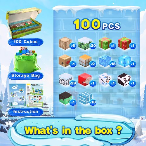 Aleath 100PCS Magnetic Building Blocks-for Kids, Chirstmas Build Magnet World Set for 3-10 Years Old Boys & Girls Magnetic Building Toys for Toddler (XMS)