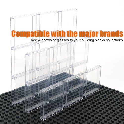 Clear Tranparent Flat Plates Bricks, 24 Pieces and Parts 1x6x5 Classic, Window Bulk Building Blocks Accessories (Transparent) (Tansparent 1x6x5)