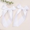 2Pcs Long Ribbon Hair Bows for Girls Hair Clip Silk Hair Bow Ribbon Hair Accessories for Baby Toddlers Infant Teens Kids (White)