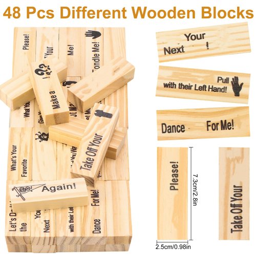 AMIITRY Super Naughty Block Tower Game, Couple Game Blocks, 48 Pcs Naughty Blocks, Fun Valentine's Day Gift, Adult Games for Couples Date Night, Stacking Blocks for Date Night Anniversary