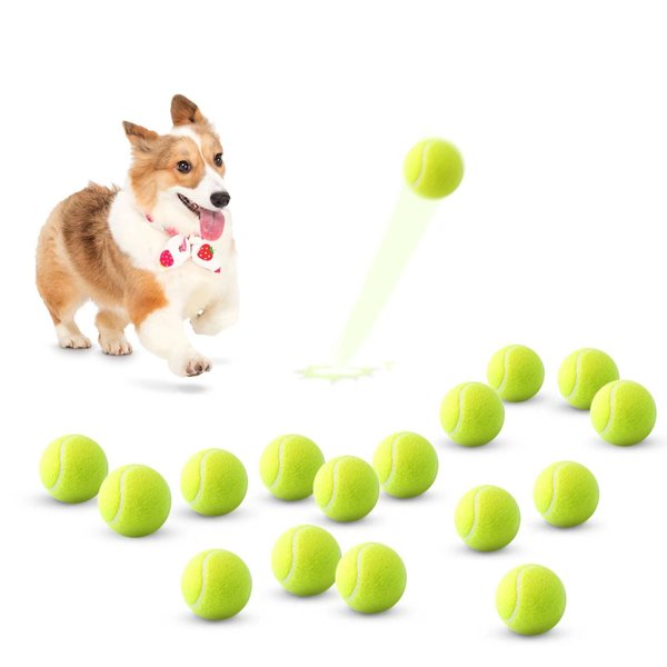 SOCO 16 Pack Tennis Balls for Pet Playing Fecth, 2-2.5 inch Dog Training Tennis Balls for Small Medium Size Dogs, Interactive Dog Playing Balls Fits All 2-2.5 inch Dog Ball Launchers (2.0'' - 16 Pack)