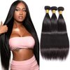 Selina Brazilian Virgin Hair Straight 10 12 14Inch (100g/3.52Oz,Natural Black Color) Human Hair Weave 100% Unprocessed Human Hair Bundles Straight Remy Hair Extensions (10" 12" 14", Straight)
