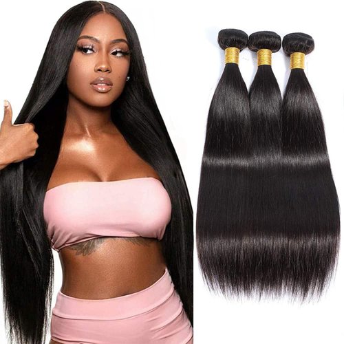 Selina Brazilian Virgin Hair Straight 10 12 14Inch (100g/3.52Oz,Natural Black Color) Human Hair Weave 100% Unprocessed Human Hair Bundles Straight Remy Hair Extensions (10" 12" 14", Straight)