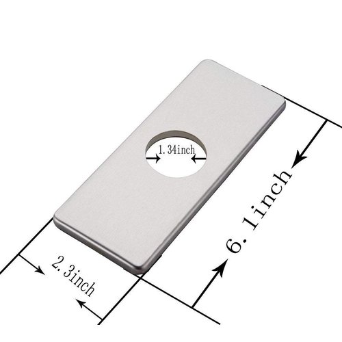 Homevacious 6 inch Bathroom And Kitchen Vanity Sink Faucet 4 inch Hole Cover Deck Plate Square Escutcheon Brushed Nickel Satin Stainless Steel