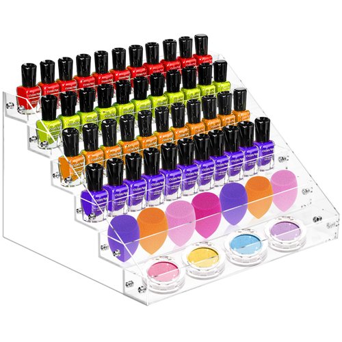 AumVum Nail Polish Organizer of 6 Layers Acrylic Nail Polish Display Rack, Acrylic Paint Rack Essential Oil Holder Sunglasses Storage Cosmetic Display Cases 72 Bottles