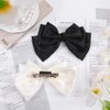 YanJie Hair Clips Hair Bows for Women Big Bow Hair Clips Vintage Hair Accessories Satin Silk Hair Barrettes French Cute Style Black and White 2Pcs