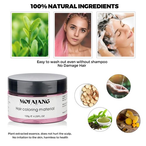 Temporary Hair Color Wax Kit - Hair Paint Wax with Hair Brush and Claw Clips, Light Pink, 4.23 Oz for Halloween, Cosplay Party, Christmas for Women, Men and Kids