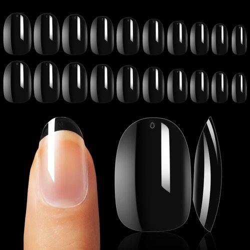 Makartt Nail Tips,Short Oval,Clear,500pcs 10 Sizes,Full Cover,Press on Nails for Easy Nail Extension Manicure Soak Off Fake Nails Acrylic Nails False Nails for Gel Polish Nail Art Nail Salon DIY Nails