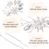OIIKI 4PCS Wedding Pearl Flower Hair Clips, Bridal Rhinestone Pearl Hair Pins, U Shape Wedding Hair Accessories for Brides, Women, Girls - Silver (2 styles)