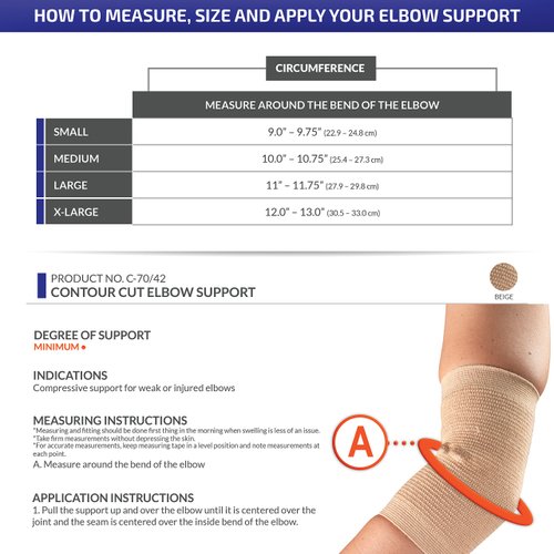 CHAMPION Elbow Support Contour Cut Bandage Elastic Knit, Beige, Small