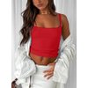 zhaistar Sleeveless Camisole Tank Tops for Women Y2K Spaghetti Strap Lace Trim Slim Fit Basic Cami Shirts Red L