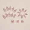 MISUD Almond Press on Nails Medium Stiletto Fake Nails Glossy Glue on Nails Chrome Acrylic Nails Bling Aurora French Tip Arrificial Nails Gold Swirl False Nails with Pearl Flash Design 24 pcs