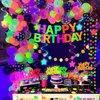 Glow in The Dark Birthday Party Decorations, Neon Birthday Party Decorations with Neon Balloons Garland, Porch Party Sign Let's Glow Crazy for Glow in The Dark Party supplies, Neon Party Decor