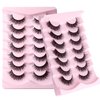 Cat Eye False Eyelashes 14 Pairs 6D Volume Natural Look Fluffy Wispy Lashes 15mm Eye Lash Extensions Strip Fake Eyelashes Pack