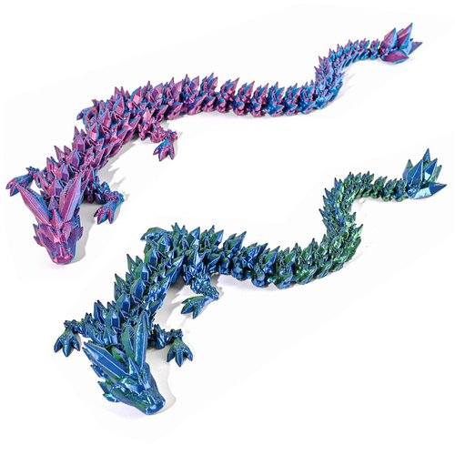 Beesini 3D Printed Dragon, 2PCS 3D Dragon, 3D Printed Animals, Crystal 3D Dragon Fidget, Home Office Decor Executive Desk Toys