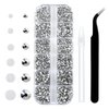 4240Pcs Silver Flatback Rhinestones 6 Sizes Crystal Diamonds for Nail Art Crafts Clothes Shoes with Tweezers and Picking Pen