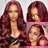 Lukymart 28 Inch 99J Burgundy Lace Front Wigs Human Hair 13x6 HD Transparent Body Wave Lace Front Wigs Human Hair Pre Plucked 99j Burgundy Red Wine Glueless Human Hair Wigs for Women
