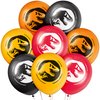 Unique Jurassic World 3 Round Latex Balloons - 12", (8 count) - Red, Yellow, Black, Orange Ballons, Easy Inflation – Great Dino-mite Party Decor for Kids' Birthday