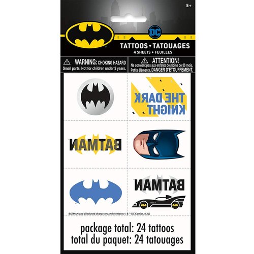 Batman Multicolor Tattoos (Pack of 24) - Assorted Design Tattoos Party Favors for Kids