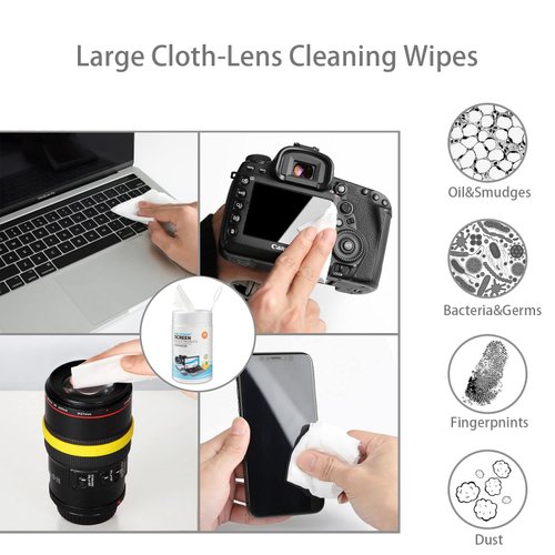 Monitor Wipes, Pre-Moistened Computer Screen Wipes for Electronics, Computer Monitor Cleaning Wipes for Eyeglasses, Tablets, Camera Lenses, Laptop, Screen Cleaner Wipes for Phones, TV, LCD