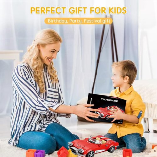 Yunigzmy Sports Car Model Building Set for Corvette C1, 311 PCS Racing Car Model Building Brick, MOC Super car Building Blocks kit, Construction Vehicle Toys Gift for Kid Adult