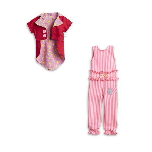 American Girl WellieWishers Ringmaster Outfit for 14.5-inch Dolls with a Striped Ruffles and Ribbons jumpsuit, Two Colorful Patches, A Bright-Red Jacket, Glittery Top Hat Headband, Ages 4+