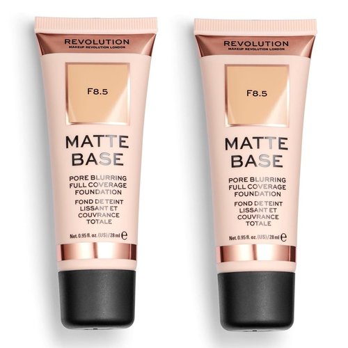 Pack of 2 Revolution Beauty Matte Base Pore Blurring Full Coverage Foundation, F8.5