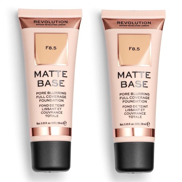 Pack of 2 Revolution Beauty Matte Base Pore Blurring Full Coverage Foundation, F8.5