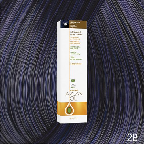 One N' Only Permanent Hair Color - Permanent Hair Dye Made with Argan Oil - Delivers Rich, Accurate Tones with Gray Coverage - Improves Moisture & Elasticity - 2B Blue Black (3 oz)