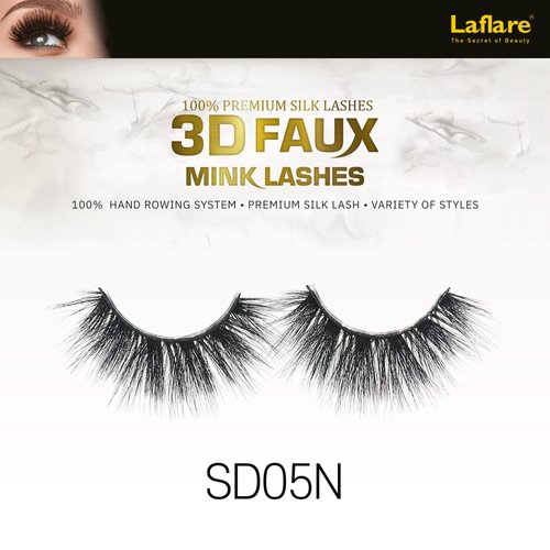 Laflare Silk Lashes 3D FAUX MINK Eyelashes, Light, Reusable, Handmade, Natural Looking, Professional Easy to Apply Eyelashes in a Knitted Style1-3 PACKS BUNDLE SPECIAL (3, SD05N)