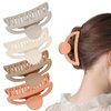 Hair Claw Clips for Girls Women, 3.5 Inch Style D Shape Hair Claw with Strong Spring, Hair Clips for Long Thin Thick Hair (Beige,Orange,Grey,Khaki) Pack of 4