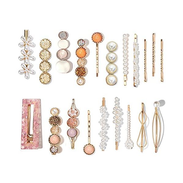 Mehayi 20 PCS Pearls Hair Clips Fashion Korean Style Acrylic ResinHairpins / Barrettes for Women and Ladies Girls Headwear Styling Tools Hair Accessories Bobby Pins