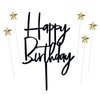 ZHENGYE Set of 1 Black Acrylic Happy birthday Cake Topper And 5 pcs glod Star Cupcake Topper Cake Decoration Supplies for Baby Shower Birthday Decorations(Black 15)