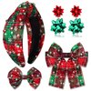 NVENF Christmas Headbands for Women, Holiday Headbands, Christmas Hair Bows, Red Plaid Headbands Hair Bow Clips, Christmas Outfits Winter Holiday Accessories Gifts (Pattern B)