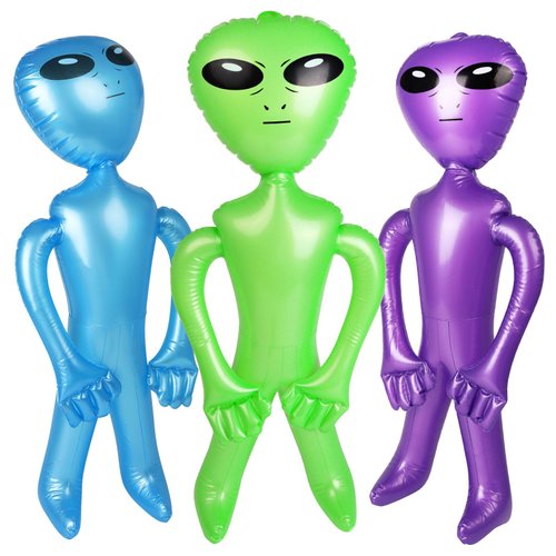 KIMOBER 3PCS Inflatable Alien,Colorful 35 Inch PVC Blow Up Martian Aliens Prop for Party Decorations Birthday Alien Theme Party Halloween Easter Christmas