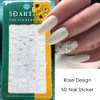 Valentine’s Day Nail Art Stickers, 5D Rose Flower Nail Decals Stereoscopic Embossed Nail Art Supplies Self Adhesive Rose Flowers Valentines Nail Stickers for Women Girls Acrylic Nails Decorations