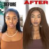 werkueen Kinky Straight Clip in Hair Extensions Seamless Clip ins Hair Extensions Real Human Hair Yaki Straight Real Human Hair Clip in Extensions for Black Women Natural Black 8Pcs 100g 20 Clips