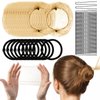 YGDZ Hair Nets, 40pcs Invisible Hair Net for Ballet Buns, Small Elastic Edge Mesh, 40pcs U Shaped Pins, 10pcs Hair Elastic Bands, Bun Net, Wig Nets for Ballet Dance, Girl, Kid (30cm, Light Coffee)