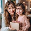 WRBAJIS Christmas Reindeer Face Tattoos Glitter Temporary Tattoo Cute Deer Fake Tattoos Eyes Face Gems Stickers for Women Girls Christmas Holiday Party Supplies 2Pcs