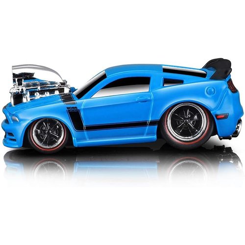 2013 Boss 302 Light Blue with Black Stripes 1/64 Diecast Model Car by Muscle Machines 15544bl