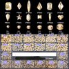 4880Pcs Champagne Rhinestones for Nails, Gold Crystal Nail Rhinestones Round Beads Flatback Glass Gems Stones, Multi Shapes Rhinestones 3D Nail Crystals for Nail Art DIY Crafts Clothes Shoes Jewelry
