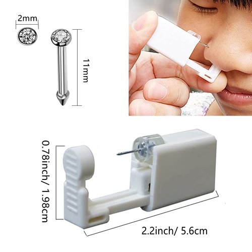 YWDKJGS 3 Pack Nose Piercing Kit, Disposable Safety Self Nose Piercing Gun with 10 Piece Nose Rings Studs, Home Nose Percinging Kit Gun Tools