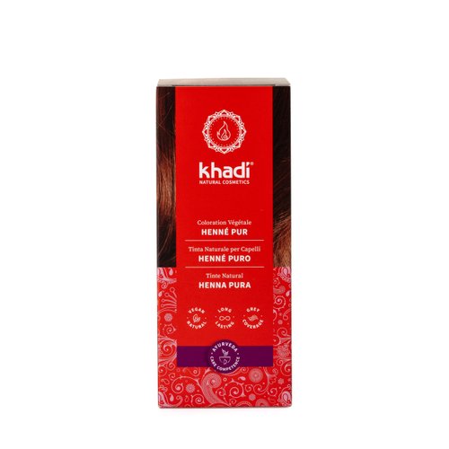 khadi Ayurvedic Natural Hair Color, 100% herbal, vegan, PPD & chemical free, certified natural cosmetics for healthy hair (PURE HENNA RED, 1 Pack (1 x 3.5oz))